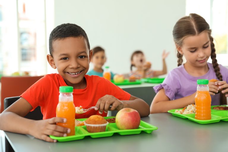 school child eating